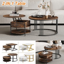 2-in-1 Couchtisch Höhenverstellbar Wohnzimmertisch mit Klappplatte Sofatisch NEU