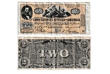 Replik CSA 2 Dollar 1862 – Confederate States Note – Bürgerkrieg – Deko