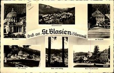 ST. BLASIEN Mehrbild-AK 1952 u.a. Post-Bahnhof, Dom, Kolleg und Kurpark Partie