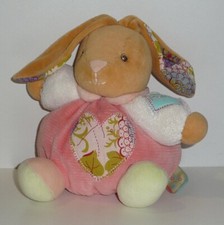 Kuscheltuch Hase Kaloo - Zeichnung Herz - Rose Grün