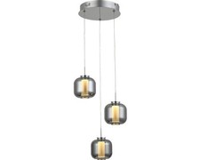 Brilliant Rafa LED Pendelleuchte 3flg Rondell chrom/rauchglas - UVP 134,99€