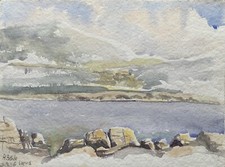 Prof Dr Alfred Behle 1935-97 Küstenlandschaft bei Lopud Insel Adria Kroatien