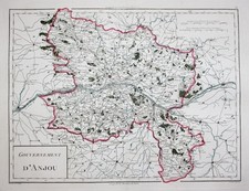 Anjou Angers Saumur Segre France carte map Karte Mentelle Chanlaire 1797