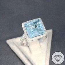 Wert 5690 € Brillant Aquamarin Ring 750 18 Karat Weiß Gold xxyy