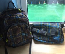 Neu Dakine Set Sporttasche / Schultertasche kariert + Schulrucksack benutzt