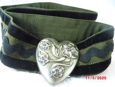 Trachtenürtel  Damen, olivgrün + schwarz Breite 5,5  cm, Gesamtlänge ca. 82 cm