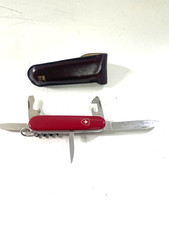 Victorinox Schweizer Taschenmesser Werbeaufschrift in Lederhülle Braun Büffel