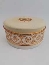 Blechdose rund alt antik weiß/goldfarben RARITÄT Sammler Vitrine Keksdose Vorrat