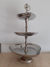 Etagere Herzform 3-stöckig Metall wohl vernickelt 44,5 cm