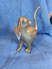 goldfarbene   Katzenfigur aus Holz,  aus Sammlung, ca 18 cm hoch