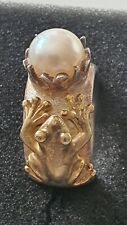 Drachenfels Froschkönig großer Ring aus Silber mit Frosch und Süßwasserperle