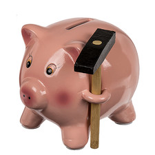 Sparschwein mit Hammer