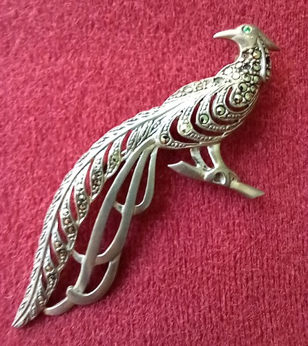 Alte silberbrosche pfau - ,pfau,