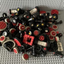 Lego Räder Konvolut Rot Schwarz Grau Eisenbahn City Achsen (Sch 87)