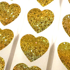 Aufkleber gold glitzer Herzen Sticker Verzieren Kleben goldene Hochzeit Karten
