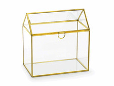 Kartenbox 24cm Glas Hochzeitsdeko transparent gold Geldbox Briefbox Geschenkbox