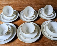 Eschenbach Kaffeeservice 6x Kaffeegedeck, elfenbein mit Goldrand, top