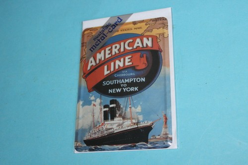 Blechpostkarte american line - blechpostkarte,