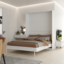 Schrankbett HeimLiving 160x200 cm Vertikal Weiß mit GASDRUCKFEDERN Wandklappbett