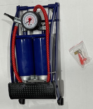 Filmer 18030 Fußluftpumpe, 2 Zylinder Metall blau Manometer 7 bar div. Adapter