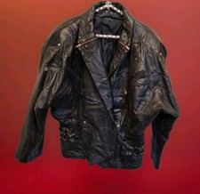 LEDERJACKE SCHWARZ VON BADER ORIGINAL VINTAGE!! 80ER/90ER PATCHWORK TOP!! RAR!!