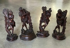 Spätbarocke Holzfiguren, die vier Jahreszeiten, handgeschnitzt vor/um 1800