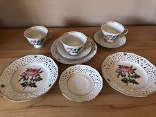 Schumann Arzberg drei Kaffeegedecke Durchbruchmuster 