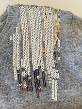 Malvin Pullover Grau Grösse 40  Strickpullover Pailletten