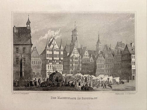 Marktplatz stuttgart 1837 - marktplatz,