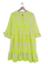 FLOWERS FOR FRIENDS Babydollkleid Damen Kleid Gr. DE 34 blassgelb-weiß