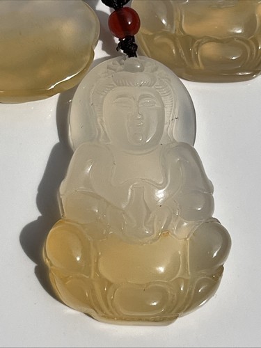 Gelb weiße achat buddha - gelb,
