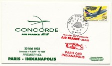 Frankreich 1993 Sonderstempel - Concorde Paris Indianapolis Rennauto