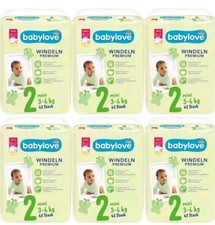 6 x 42 Windeln | babylove Windeln Premium Gr. 2 Mini 3 - 6 kg Nabelschutz