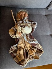 Puppe 50cm Hexe mit Besen Hexenpuppe mit besen Helloween handarbeit