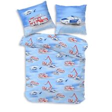 Polizei & Feuerwehr Bettwäsche für Kinder 80x80 + 135x200 cm 100% Baumwolle