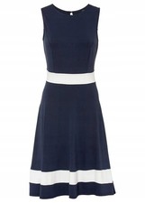 Minikleid Gr. 44/46 Dunkelblau Weiß Damen-Kleid Sommerkleid Casual-Dress Neu*