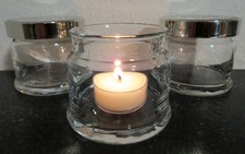 3 Partylite Duftwachsgläser mit Deckel leer Teelichthalter Votivkerzenhalter Dek