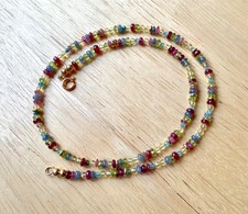 Edelsteinkette,  Zwischenteile aus vergoldetem Sterlingsilber, 46 cm 