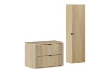 Badmöbel-Set 80cm | 2-tlg. zum Unterbau | cream oak | OLIVE GARDEN