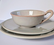 Karlsruher Keramik Teetasse mit Untertasse und Teller Bauhaus Otto Lindig