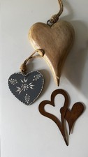 Herzen Konvolut Rustkal Metall Edel Rost Edelrost Dekoration Weihnachten Holz 