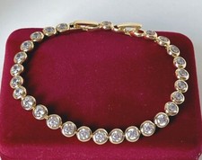 Deluxe Tennis Armband Zirkonia Kristalle 585er Gold 14K vergoldet Damen 18-19cm