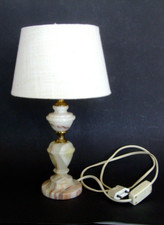 Tischlampe Nachttischlampe Leuchte Marmor Onyx Messing Stein antik Vintage Retro