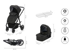 Fillikid Kombi Kinderwagen Set Jaguar dunkelgrau/ melange Kinderwagen Buggy