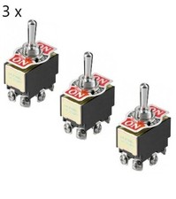 3 Kippschalter Rastend Ein-Aus-Ein Umpolschalter Polwendeschalter 2 polig 10114