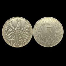 5 DM Mark Silber Münzen 5 deutsche Mark BRD Silberadler Heiermann 1958 J