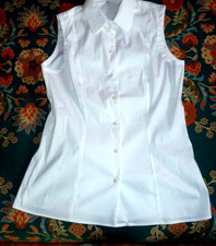 NADINE H WEISSE BLUSE ANLIEGEND GESCHNITTEN FEINES MATERIAL COTTON MIX GR 38