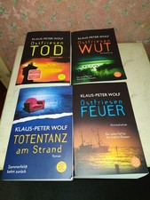 4 x Klaus-Peter Wolf-Ostfriesen-Tod-Feuer-Wut-Totentanz-Bücher-Bücherpaket-Krimi