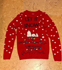 Peanuts World Weihnachten Strickpullover in Gr. S in rot mit Snoopy