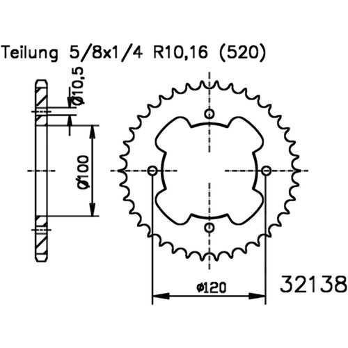 Esjot 34z kettenrad - kettenrad, teilung